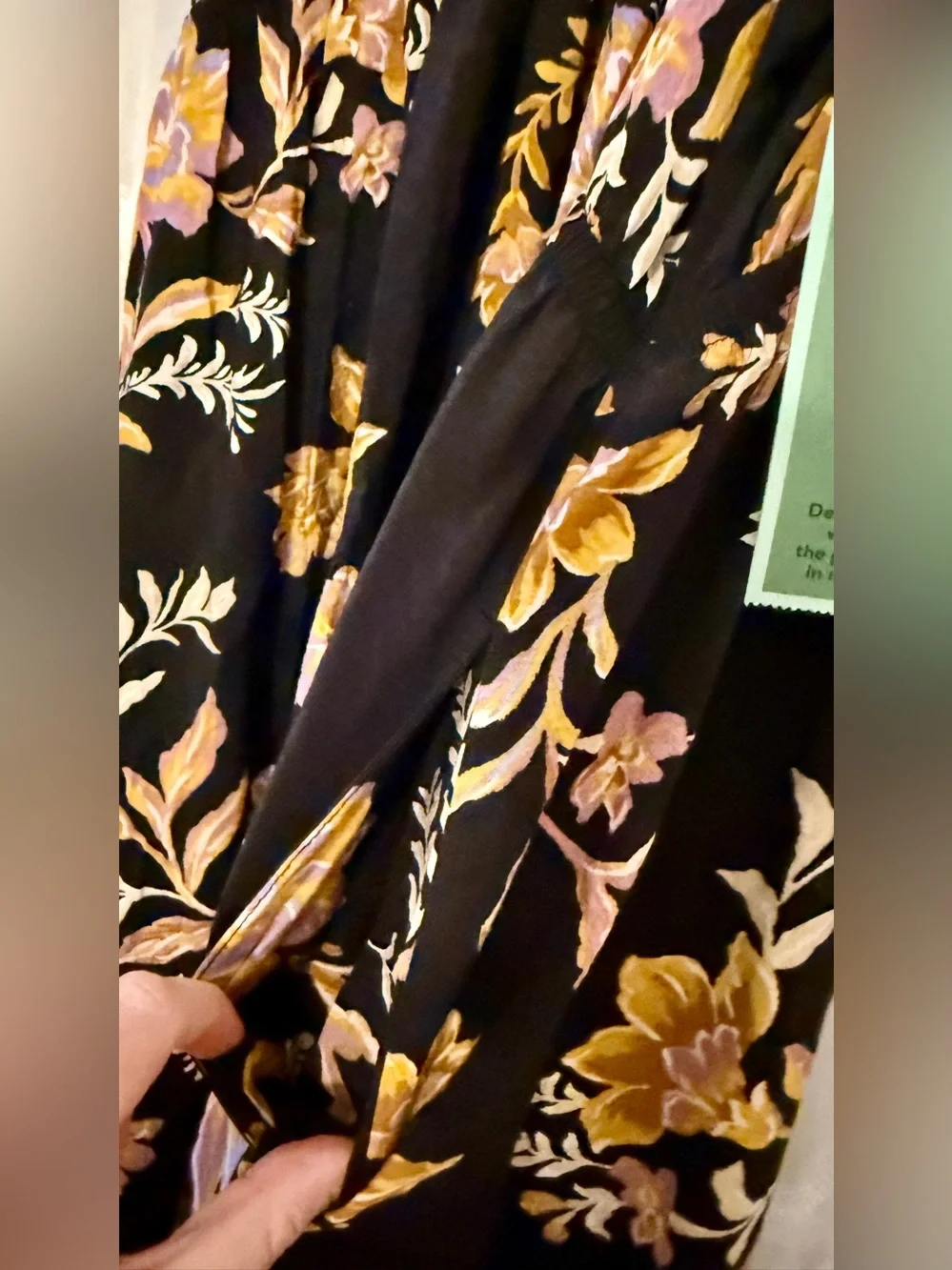 NWT Terra & Sky Black Floral Flutter Sleeve Midi Dress 2X - Picture 11 of 13